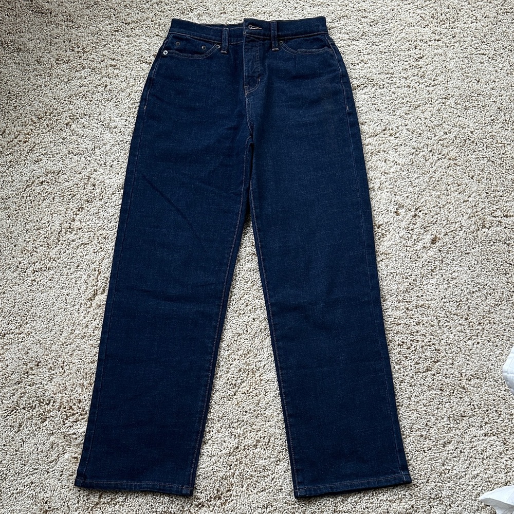Banana Republic Dark Blue Straight Leg Jeans, ultra high rise